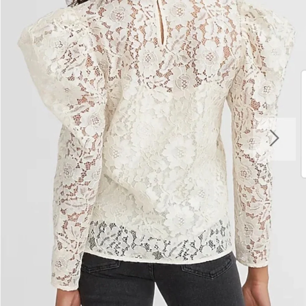 Express ivory lace whimsygoth, Victoriana, cottagecore puff sleeve blouse  M NWT - Picture 2 of 10